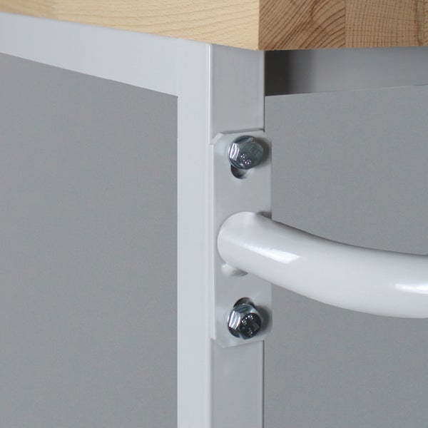 PROREGAL Mobile Werkbank Rhino mit Ablagefach 3 Schubladen HxBxT 83 x 130 x 60 cm Traglast 500 kg Lichtgrau Anthrazitgrau