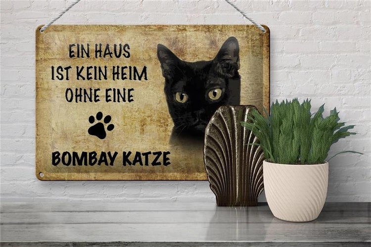 Blechschild Spruch 30x20cm Bombay Katze ohne kein Heim