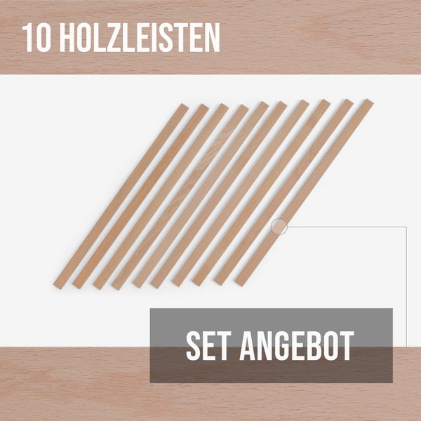 Zehn Holzleisten im Set