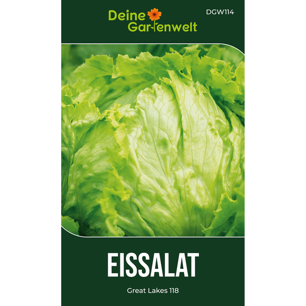 Samentüte für Eissalat Great Lakes 118, Deine Gartenwelt Logo.