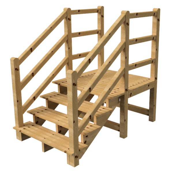 Holztreppe mit Geländer für den Garten