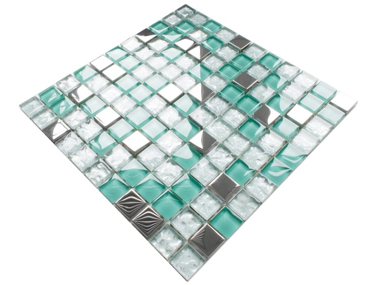 Mosaikfliese aus Glas und Metall