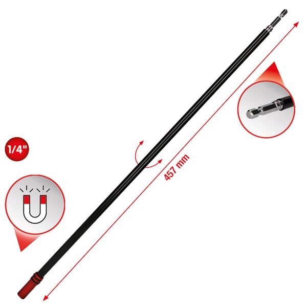 457 Millimeter langer Bithalter mit magnetischer Funktion und Viertel Zoll Aufnahme