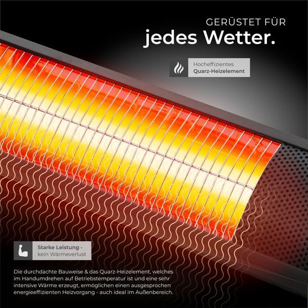 Nahaufnahme eines Heizstrahlers mit Quarz-Heizelement