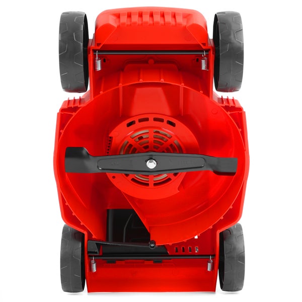 Unterseite eines Rasenmähers mit Messer