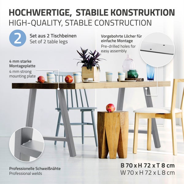 Tischbeine Set mit Montageplatte und vorgebohrten Löchern für einfache Montage