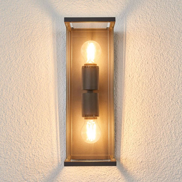 Lucande Wandleuchte außen Annalea (spritzwassergeschützt (Modern) in Schwarz aus Aluminium (2 flammig, E27) - Außenwandleuchten Wandlampe Led Außenlampe Outdoor für Außenwand/Hauswand