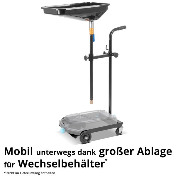 Mobiler Altölauffangwagen mit Auffangwanne und Rollen