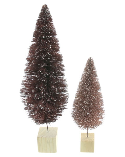 FRANK FLECHTWAREN | Tanne Wintertraum, 2er Set, 6 x 6 x 20 cm, 9 x 9 x 29 cm  , KUNSTSTOFF, HOLZ