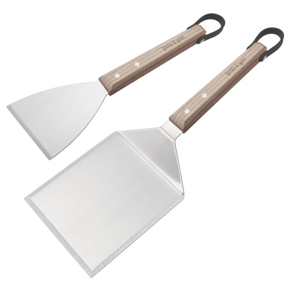 Zwei Grillwender aus Edelstahl mit Holzgriff von Geda Grill