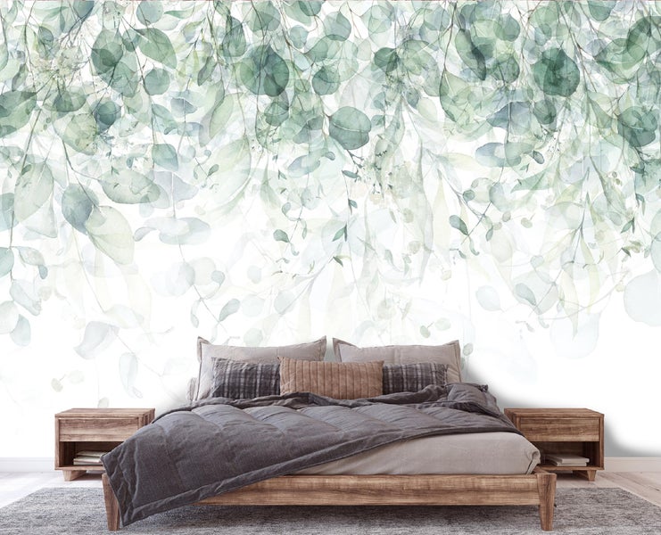 Fototapete Blätter Pflanzen Grün Vlies Tapete Wohnzimmer 300X210 cm