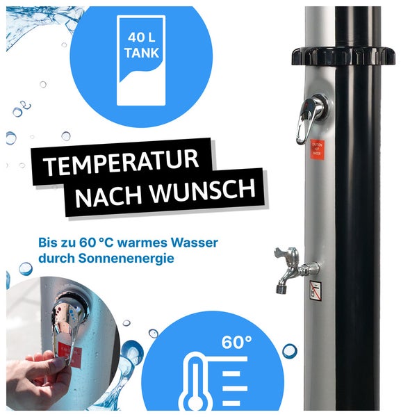 Solardusche mit 40 Liter Tank und Temperatureinstellung