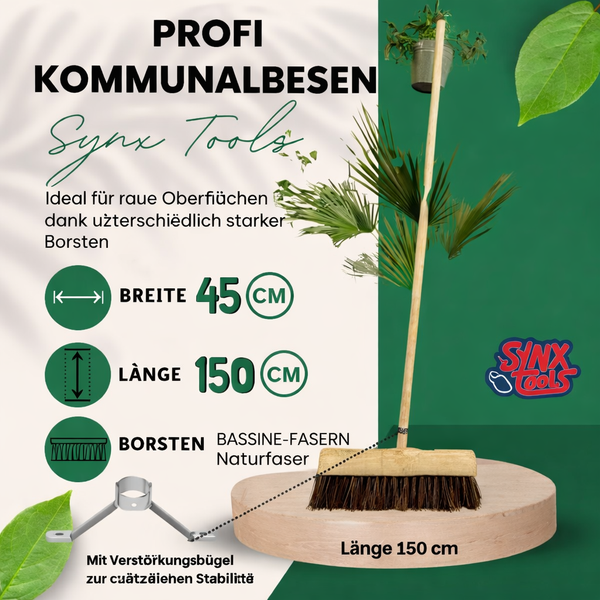 Profi Kommunalbesen mit einer Länge von 150 cm und Bassine-Fasern Naturborsten