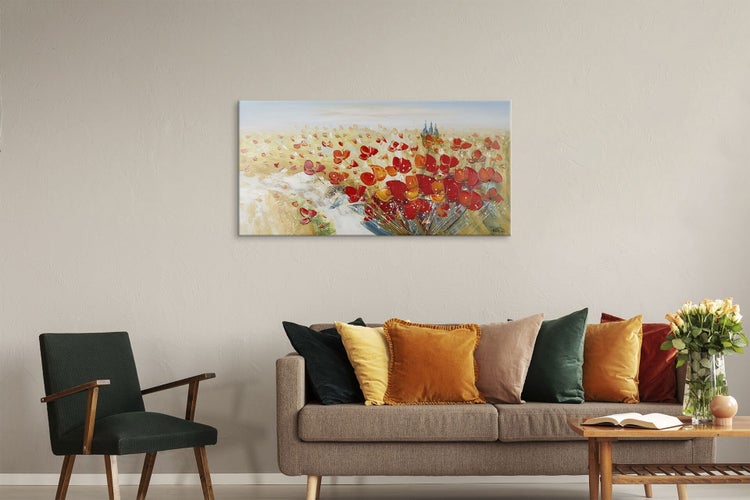 Handgemaltes Gemälde Acrylfarbe 120x60cm Rot
