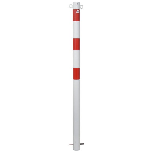 Schake Absperrpfosten aus Stahlrohr verzinkt Ø42x2,5mm mit aufgeschweißter Stahlkappe 900mm Überflur zum Einbetonieren mit Erdanker 1 Öse