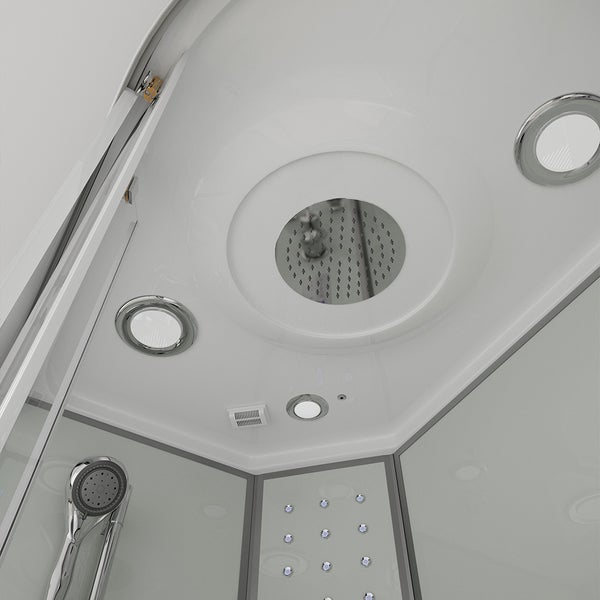 Home Deluxe - Dampfdusche WHITE PEARL - Maße 120 x 80 cm Rechts - inkl. Dampffunktion, Regendusche, Radio und Zubehör I Fertigdusche, Dusche, Duschtempel
