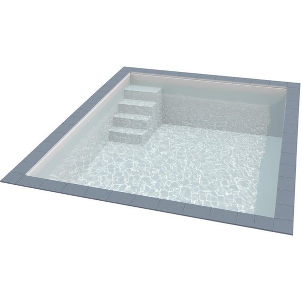 Quadratischer Einbaupool mit integrierter Ecktreppe und Fliesenrand