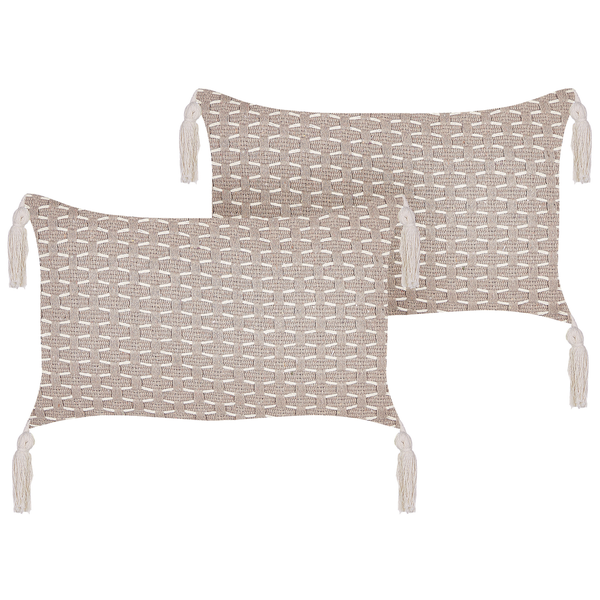 Dekokissen 2er Set HAKONE 45 x 25 cm Taupe Geometrisches Muster