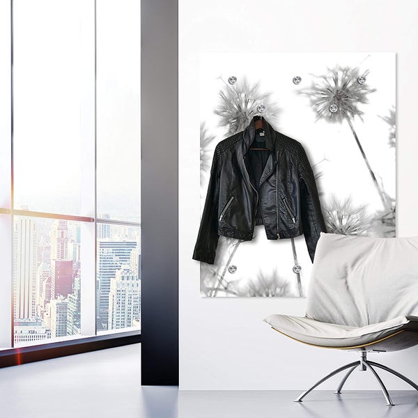 Designer-Garderobe | Wandgarderobe | Flurgarderobe | Garderobenhaken | Garderobenpaneel | Kleiderständer | Kleiderablage | Pusteblume | Blume | Garderobenständer, WR0133 Größe :100x120 cm