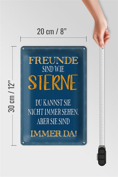 Blechschild Spruch 20x30cm Freunde sind wie Sterne immer da