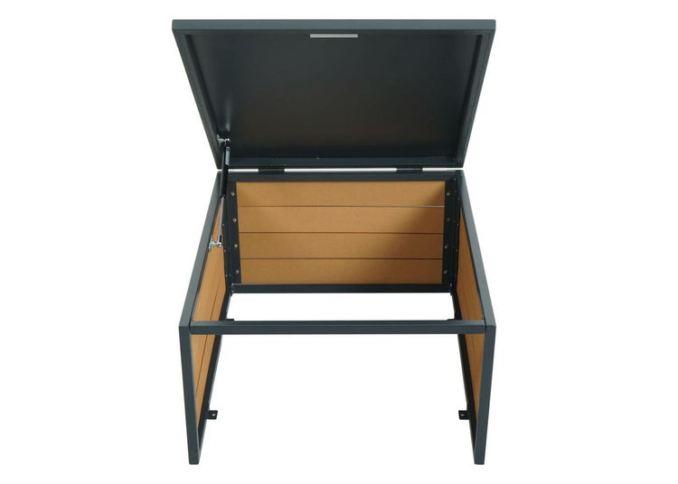 Geöffnete Gartenbox mit Deckel