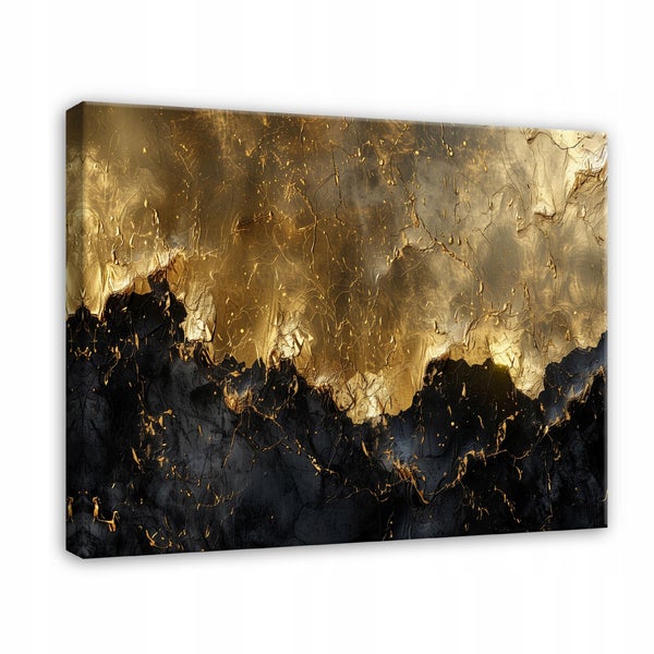 Leinwandbild Abstrakt gold schwarz Modern Bilder Wohnzimmer 60X40 cm