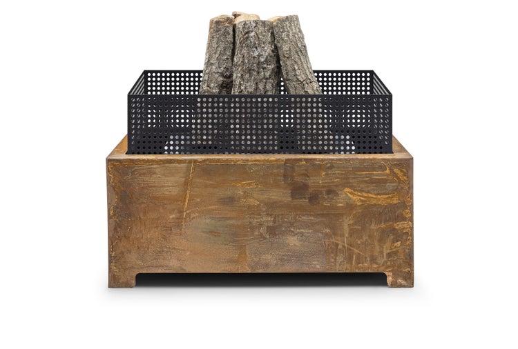 The Favilla Fireplace Feuerschale Schwarz-Corten – Feuerstelle aus Cortenstahl mit schwarzer Pulverbeschichtung – 55 x 55 x 37 cm – Rost-Look & edles Design – vormontiert & wetterfest – 16 kg