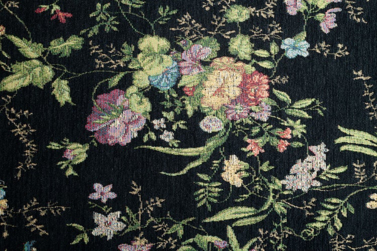 Gewebte Bettumrandung im floralen Design Flomi Schwarz 70x400 cm