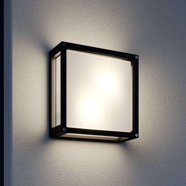 Lucande Glas Wandlampe aussen, Wandleuchte außen spritzwassergeschützt IP54 2x E27 max. 20W ohne Leuchtmittel Außenleuchte Aussenwandleuchte