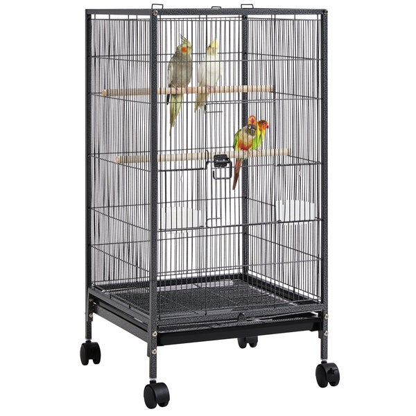 Yaheetech Vogelkäfig mit offenem Dach , Schwarz