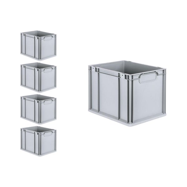 PROREGAL Spar Set 5x Eurobox Nextgen Economy Mit Auflagedeckel & 4x Schiebeschnappverschlüsse Gelb Griffe Geschlossen HxBxT 32 x 30 x 40 cm 30 Liter