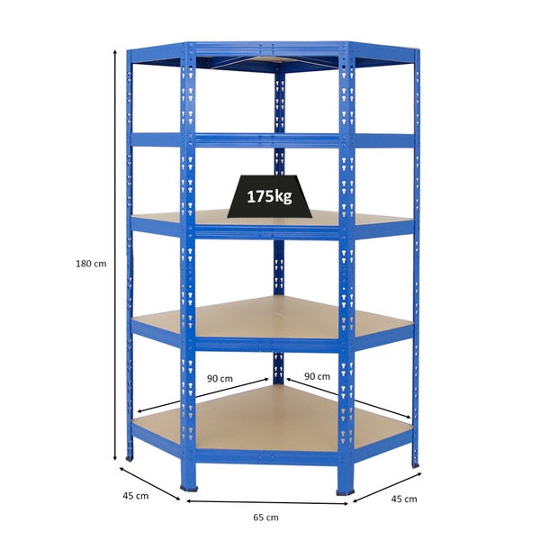 PROREGAL Eckregal Tiger HxBxT 180 x 90 x 45 cm Fachlast 175 kg Blau