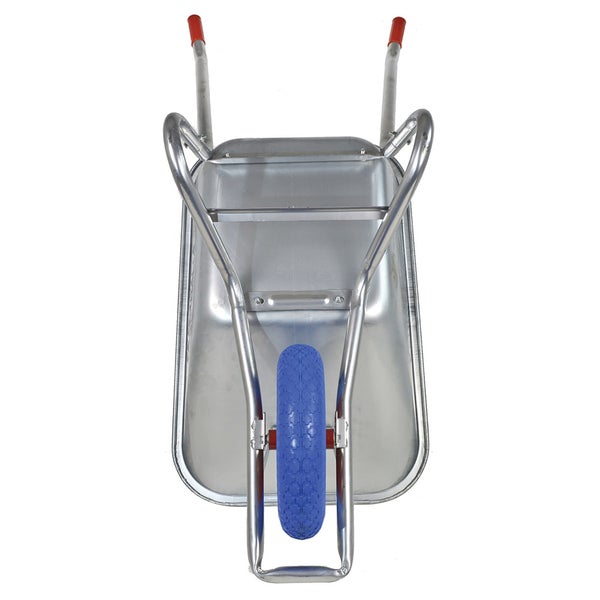 Bauschubkarre BPA KITSPLZ2 mit verzinkter Mulde & pannensicherem PU-Rad – 100 L, kugelgelagert, Vollgummi