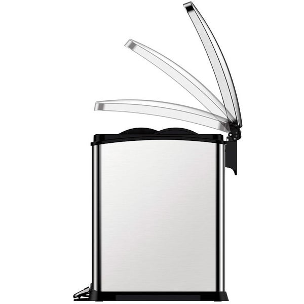 PROREGAL Rechteckiger Treteimer Aus Gebürstetem Edelstahl 15 Liter HxBxT 42 x 21,7 x 38,2 cm Silber