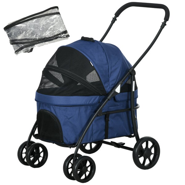 PawHut Hundebuggy, 81L x 68B x 98,5H cm, Oxford, EVA, Blau