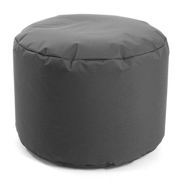 Outdoor Pouf o. Hocker 60x40cm Anthrazit für Balkon und Garten 'Der Ruhepouf' Sitzhocker rund, Bodenkissen, Fußhocker, Sitzpouf, Puff, Beistelltisch m. EPS-Perlen Füllung, Indoor geeignet