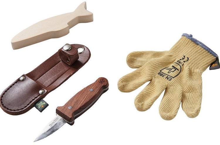 HABA 1302622001 - Terra Kids, Basis Schnitzset (Handschuh/Schnitzmesser/Rohling)