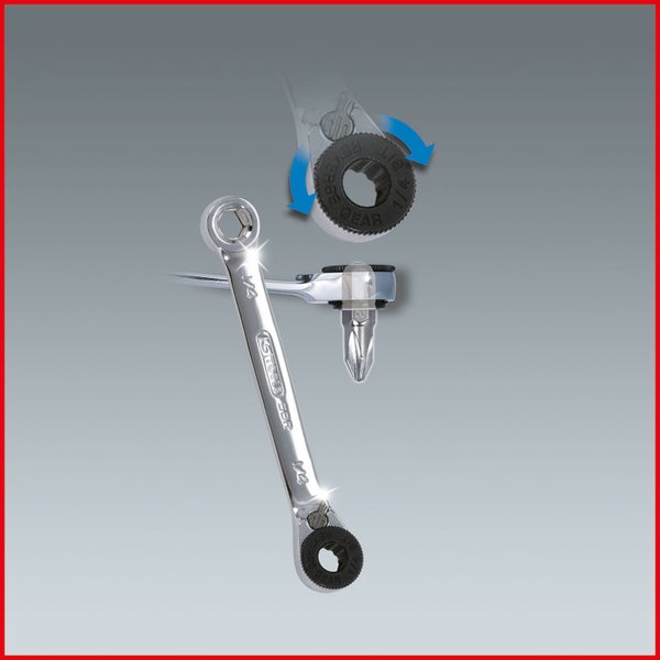 KS TOOLS GEARplus Mini-Bit-Umschalt-Ratschenringschlüssel 1/4 x 1/4 - 503.4691
