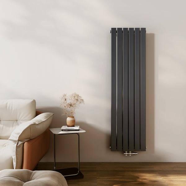 EMKE Heizkörper Flach Designheizkörper, Paneelheizkörper Vertikal, Einlagig, Mittelanschluss, 160x46cm, 850W, Anthrazit