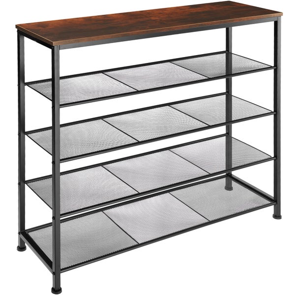 Schuhregal tectake Sheffield 100 x 30,5 x 93 cm Industrial Style Industrial Holz dunkel, rustikal