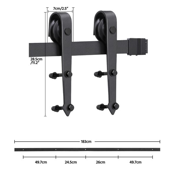 Schiebetürbeschlag-Set mit Maßen