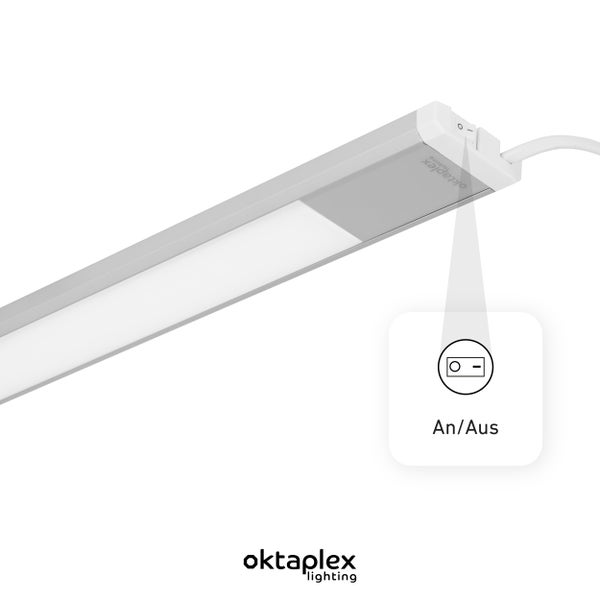 Oktaplex Riva LED Unterbauleuchte flach 57,5cm warmweiß 3000K silber mit Schalter