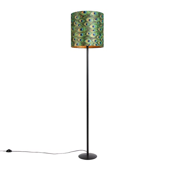 Stehlampe mit Pfauenfeder-Muster
