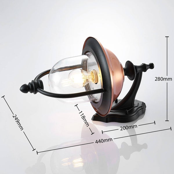 Lindby Wandleuchte außen (Laterne) Clint (spritzwassergeschützt (Retro, Vintage Antik) in Kupfer aus Aluminium (1 flammig E27) - Außenwandleuchten Wandlampe Led Außenlampe Outdoor für