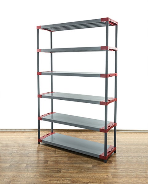 PROREGAL Kunststoffregal Big Grey Bear Extra-Tall HxBxT 220 x 140 x 46 cm Fachlast 120 kg Grau/Rot