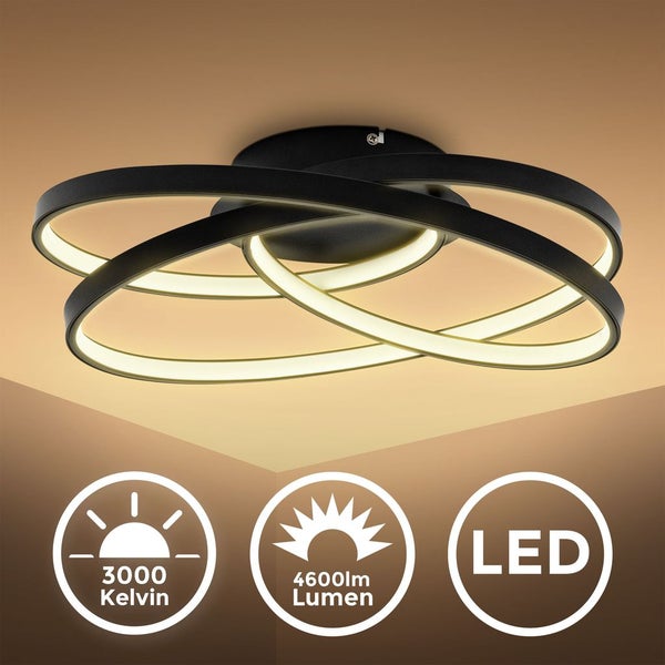 Deckenlampe 39x39,5 cm - 35W, 4600lm, LED, warmweiß, schwarz