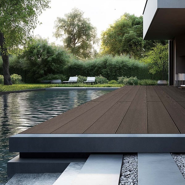 Home Deluxe - WPC Terrassendielen SAMANA - Dunkelbraun, 24m² - Inkl. Unterkonstruktion und kompl. Zubehör I Terrassenboden Poolumrandung Balkonbelag