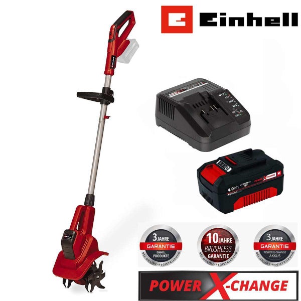 Einhell Akku-Bodenhacke mit Ladegerät und Power X-Change Akku für die Gartenarbeit