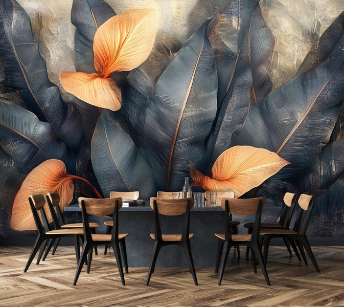 Fototapete Blätter Natura Betonwand Wohnzimmer Vlies Tapete 350x250 cm