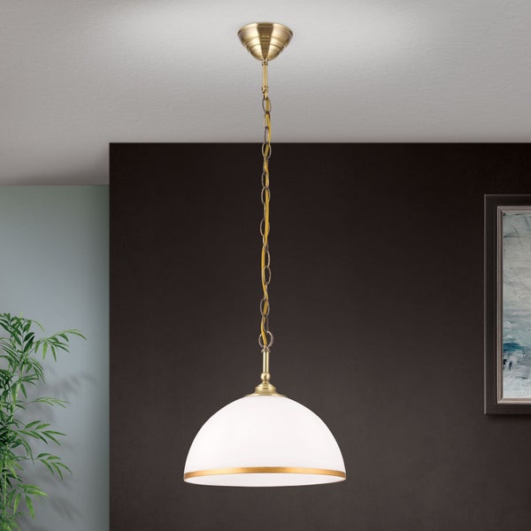 Hängeleuchte Old Style 33cm antik Milchglas